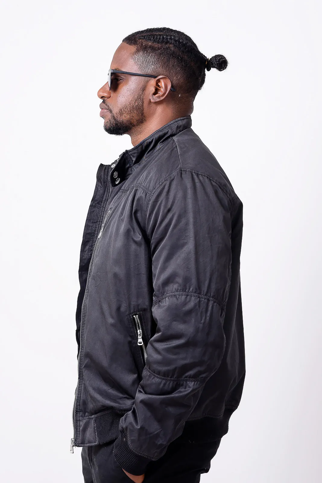 funnel neck jacket in black