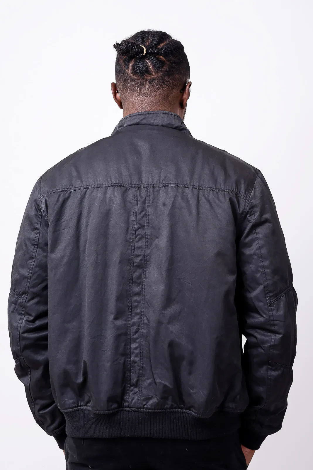 funnel neck jacket in black