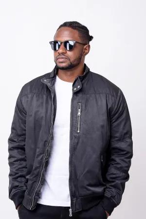 funnel neck jacket in black