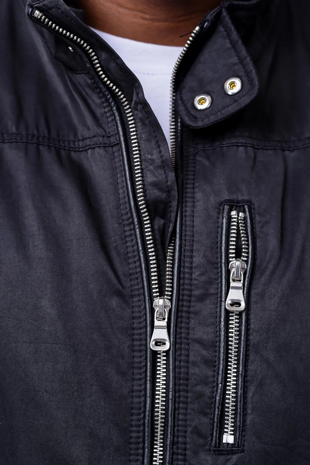 funnel neck jacket in black