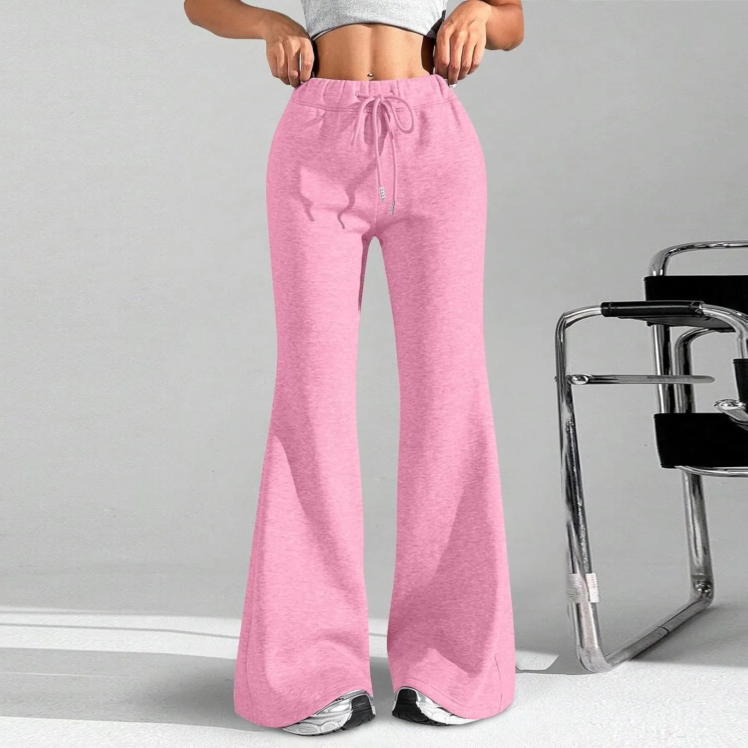 GIERIDUC Wide Leg Pants for Women Soft Stretchy Tummy Control Flared Yoga Pants Athletic Workout Pants Cozy Bootcut Trousers