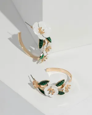 Gold Statement Flower Hoop Earrings