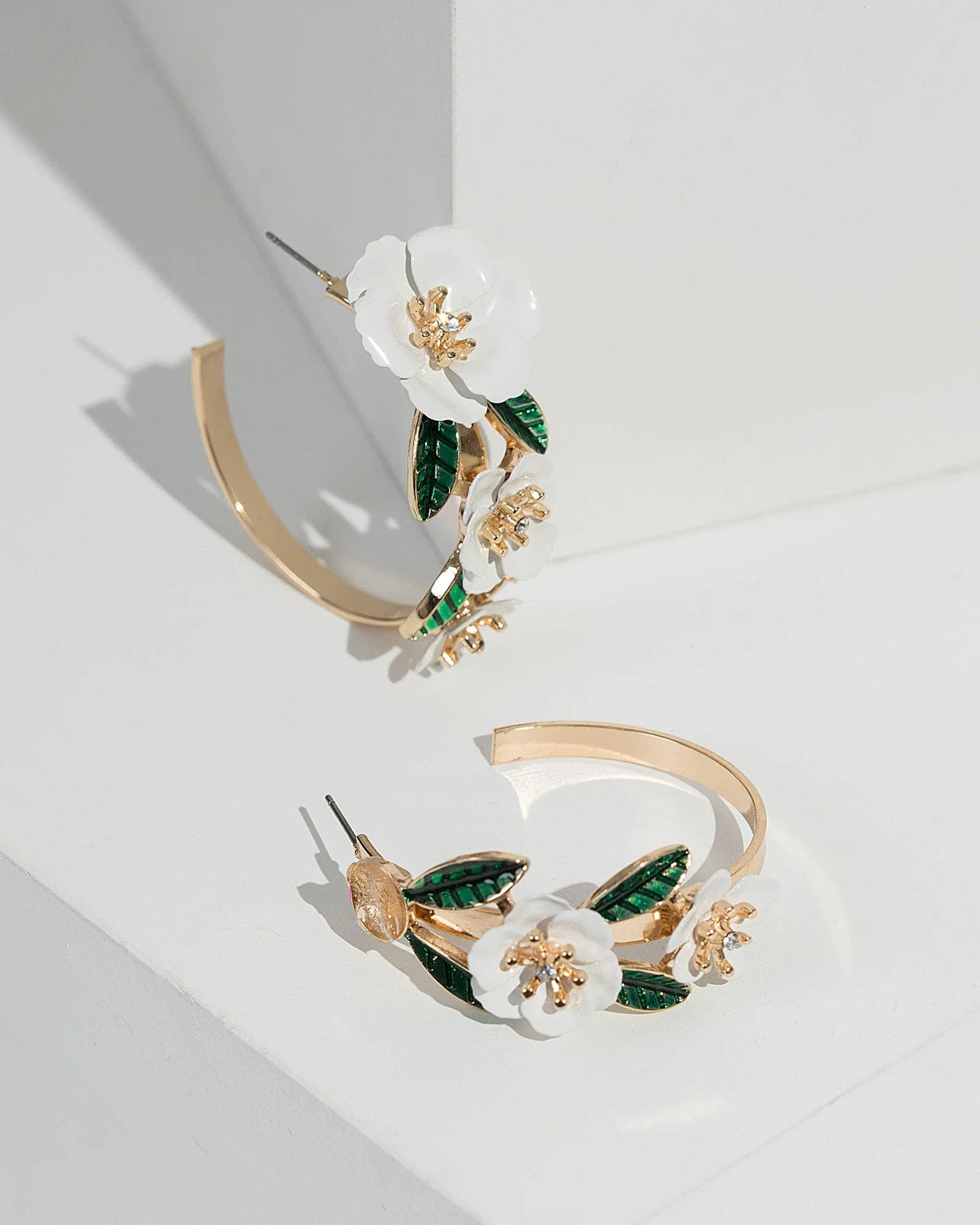 Gold Statement Flower Hoop Earrings