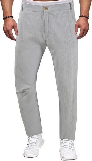Golf Pants Men Lightweight Casual Pant Button Stretch Pleated Slacks Chino Pant Summer Beach Vacation Vintage Trousers