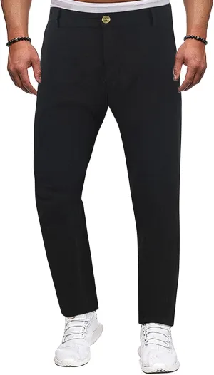Golf Pants Men Lightweight Casual Pant Button Stretch Pleated Slacks Chino Pant Summer Beach Vacation Vintage Trousers