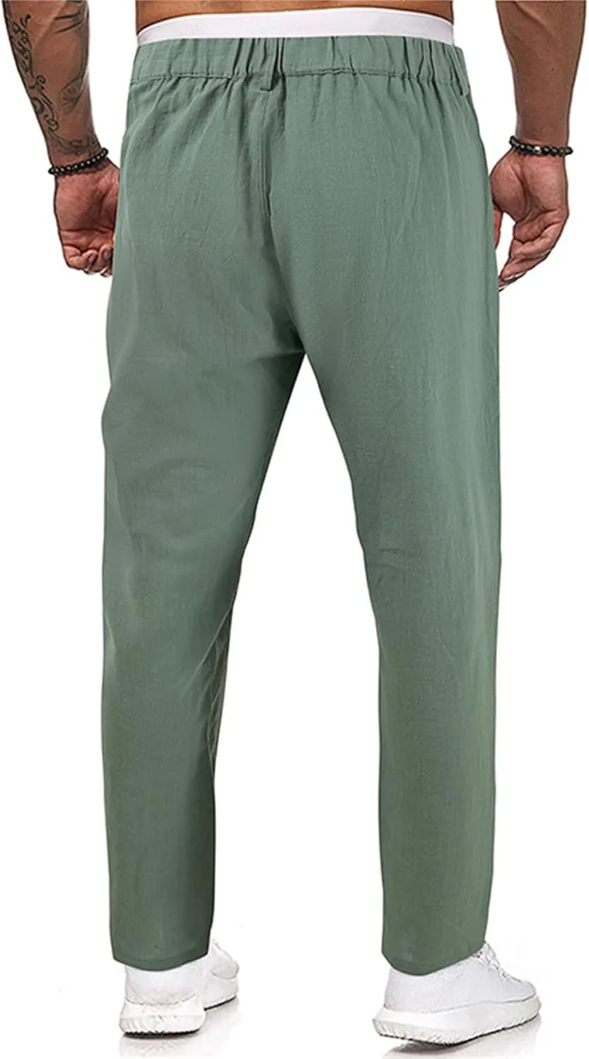 Golf Pants Men Lightweight Casual Pant Button Stretch Pleated Slacks Chino Pant Summer Beach Vacation Vintage Trousers
