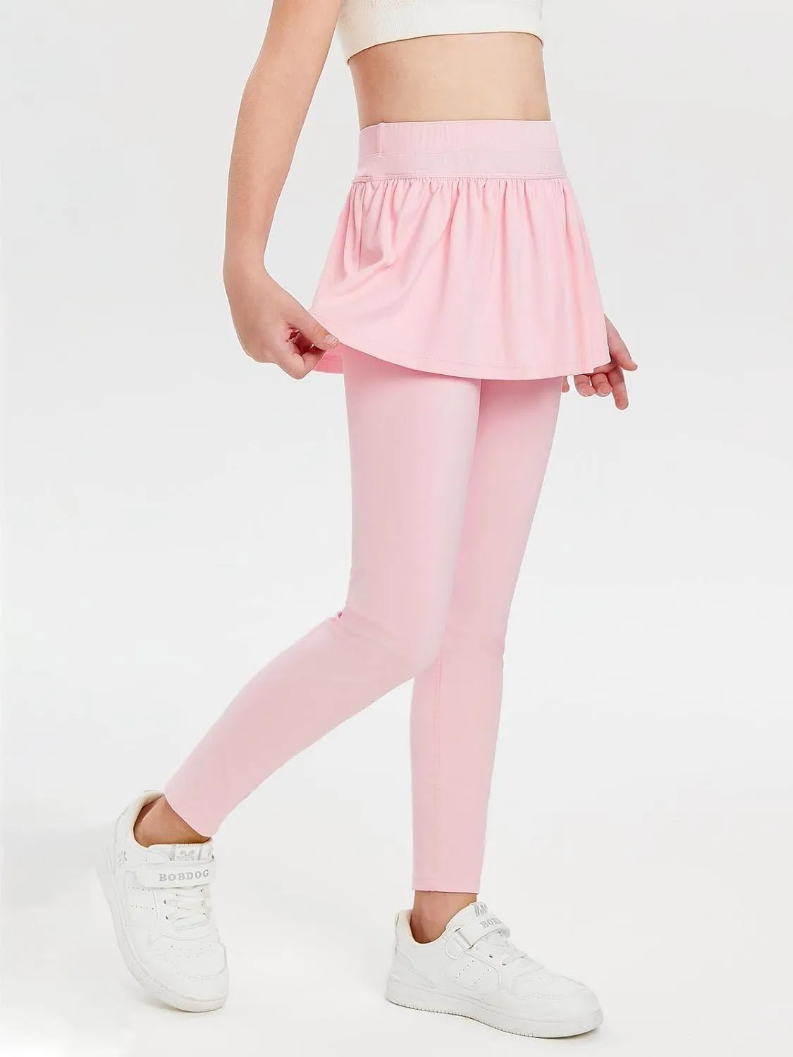 Haloumoning Girls Tennis Skirt with Leggings Kids High Waist Athletic Skort Yoga Golf Clothes with Pockets