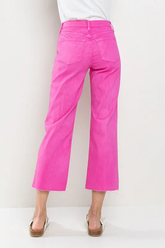 High Rise Straight Leg Jeans- Crop