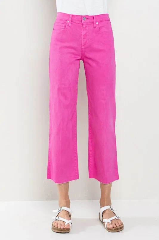 High Rise Straight Leg Jeans- Crop