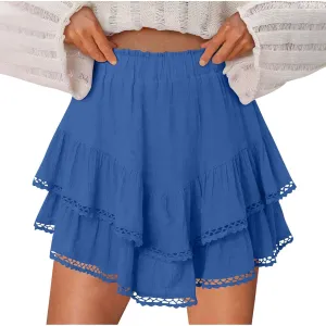 High Waist Ruffle Mini Skorts Flowy Tiered Layered Boho Shorts Summer Running Golf Tennis Athletic Skorts