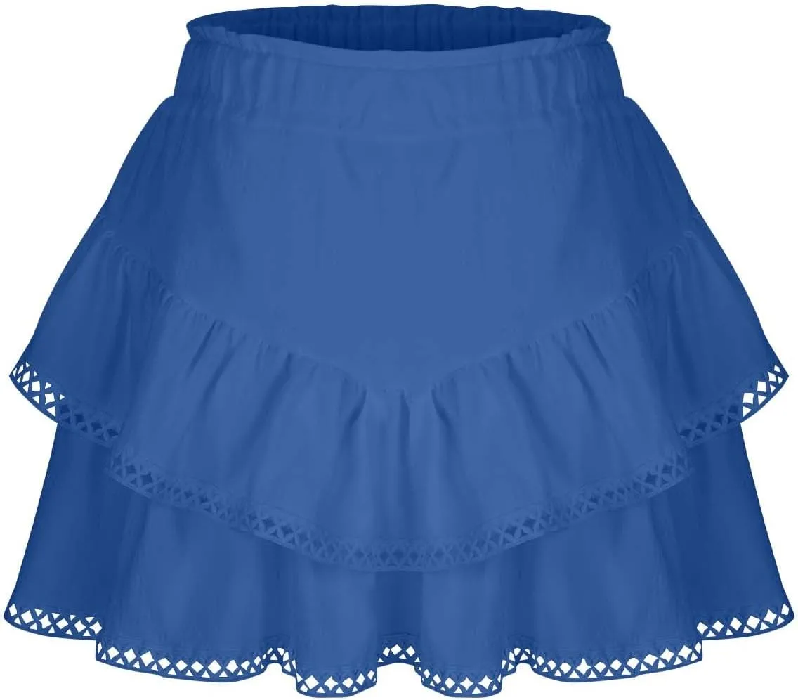 High Waist Ruffle Mini Skorts Flowy Tiered Layered Boho Shorts Summer Running Golf Tennis Athletic Skorts