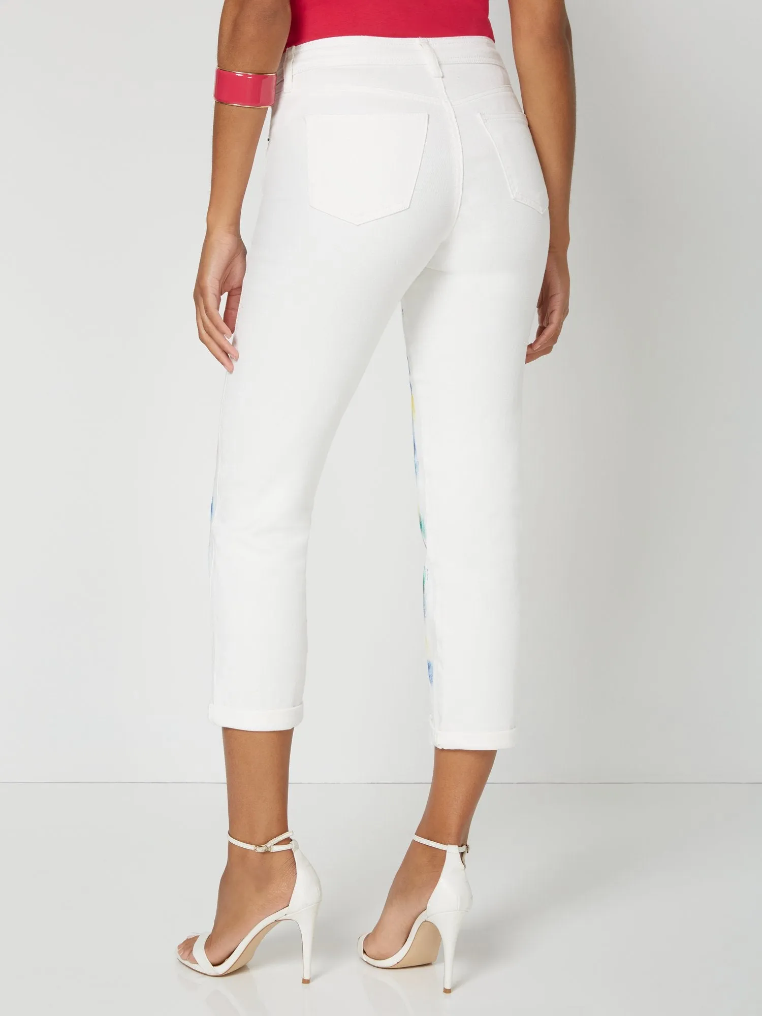 High-Waisted Dream Boyfriend Ankle Jeans - Paint Splatter