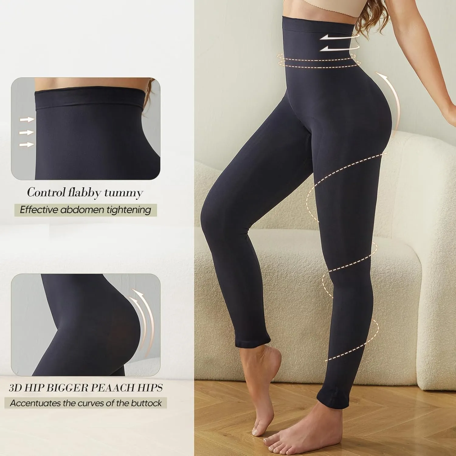 High Waisted Tummy Control Shapewear Leggings for Women Soft Pants Compression Body Shaper Butt Lifter Thigh Slimmer