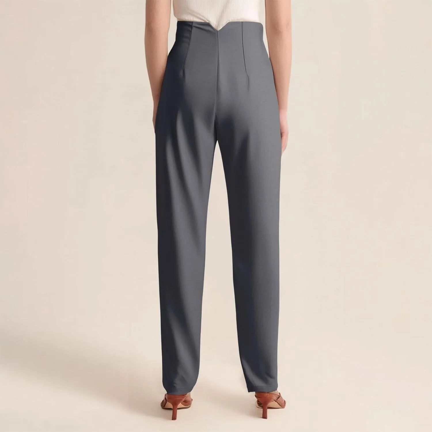 High Waisted Wide Leg Office Work Dress Pants for Women Business Casual Pull on Straight Leg Slacks Trousers Pockets