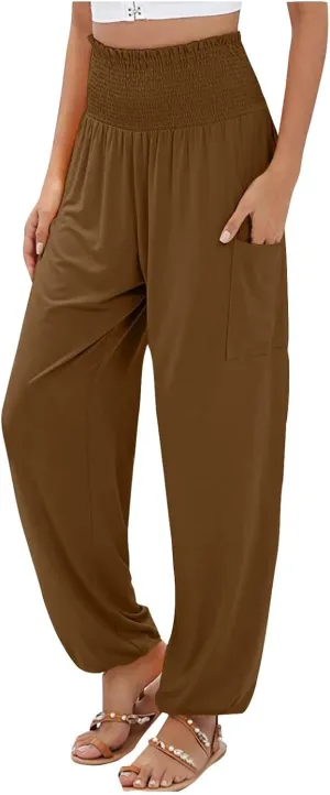 High Waisted Work Pants for Women Winter Straight-Leg Yoga Capris with Pockets Fleece Lined High Waisted
