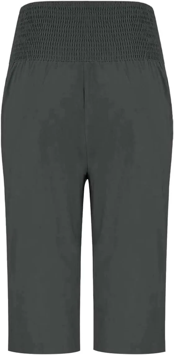 Hiking Pants Women Elastic Waist Button Petite Loose Womens Capris Summer Cargo Capri Pants for Women Stretch Linen