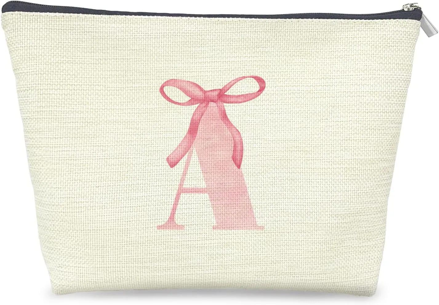 Initial Makeup Bag Letter A Monogram Makeup Bags for Women, Pink Bow Cosmetic Bag, Preppy Makeup Bag, Aesthetic Makeup Bag, Preppy Stuff, Coquette Stuff, Girly Makeup Bag, Pink Makeup Pouch