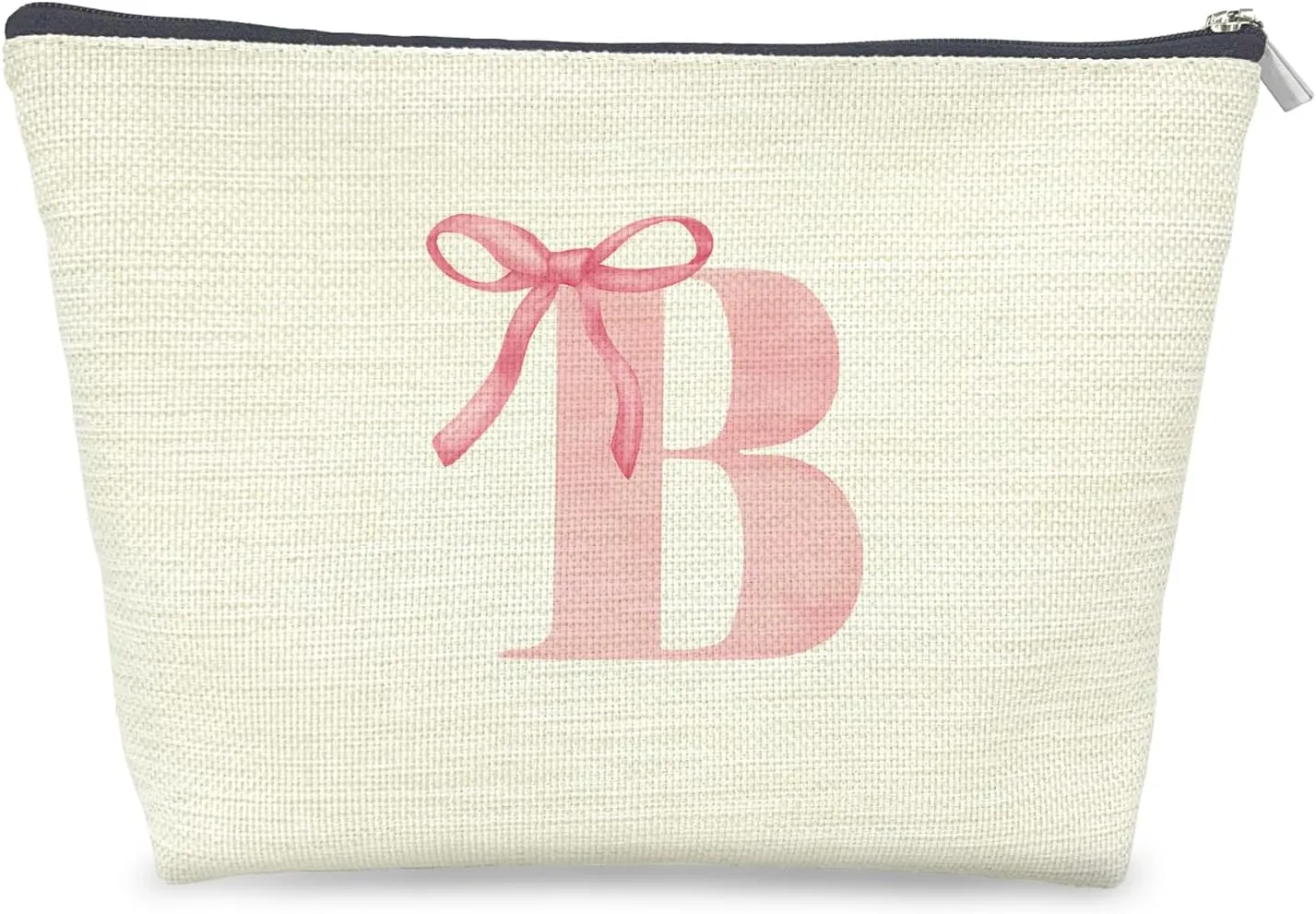 Initial Makeup Bag Letter B Monogram Makeup Bags for Women, Pink Bow Cosmetic Bag, Preppy Makeup Bag, Aesthetic Makeup Bag, Preppy Stuff, Coquette Stuff, Girly Makeup Bag, Pink Makeup Pouch