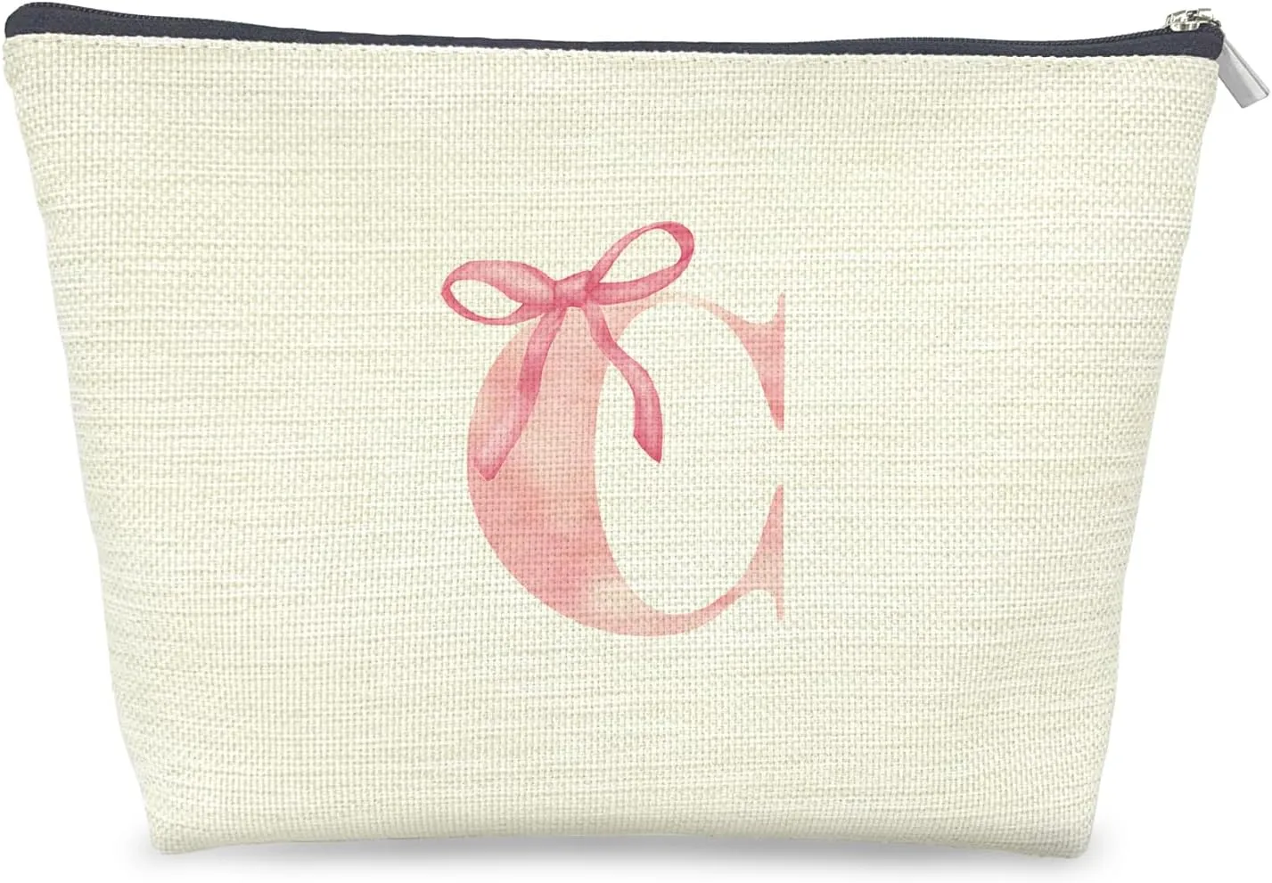 Initial Makeup Bag Letter C Monogram Makeup Bags for Women, Pink Bow Cosmetic Bag, Preppy Makeup Bag, Aesthetic Makeup Bag, Preppy Stuff, Coquette Stuff, Girly Makeup Bag, Pink Makeup Pouch