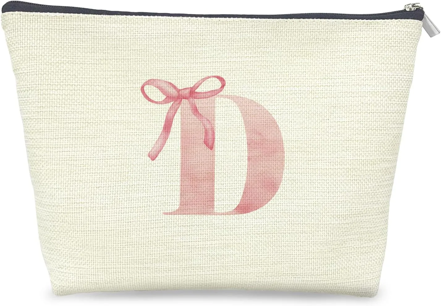 Initial Makeup Bag Letter D Monogram Makeup Bags for Women, Pink Bow Cosmetic Bag, Preppy Makeup Bag, Aesthetic Makeup Bag, Preppy Stuff, Coquette Stuff, Girly Makeup Bag, Pink Makeup Pouch