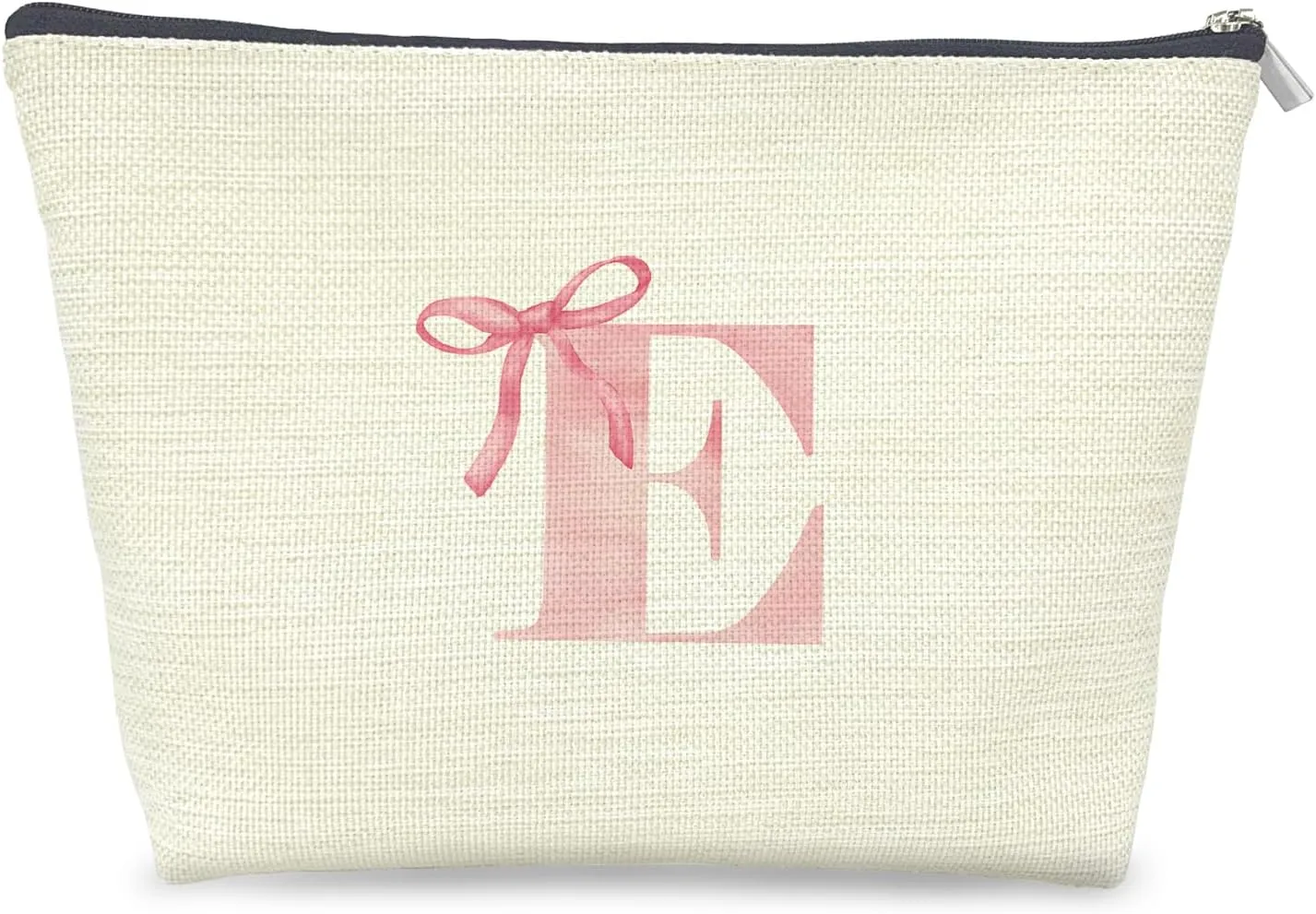 Initial Makeup Bag Letter E Monogram Makeup Bags for Women, Pink Bow Cosmetic Bag, Preppy Makeup Bag, Aesthetic Makeup Bag, Preppy Stuff, Coquette Stuff, Girly Makeup Bag, Pink Makeup Pouch
