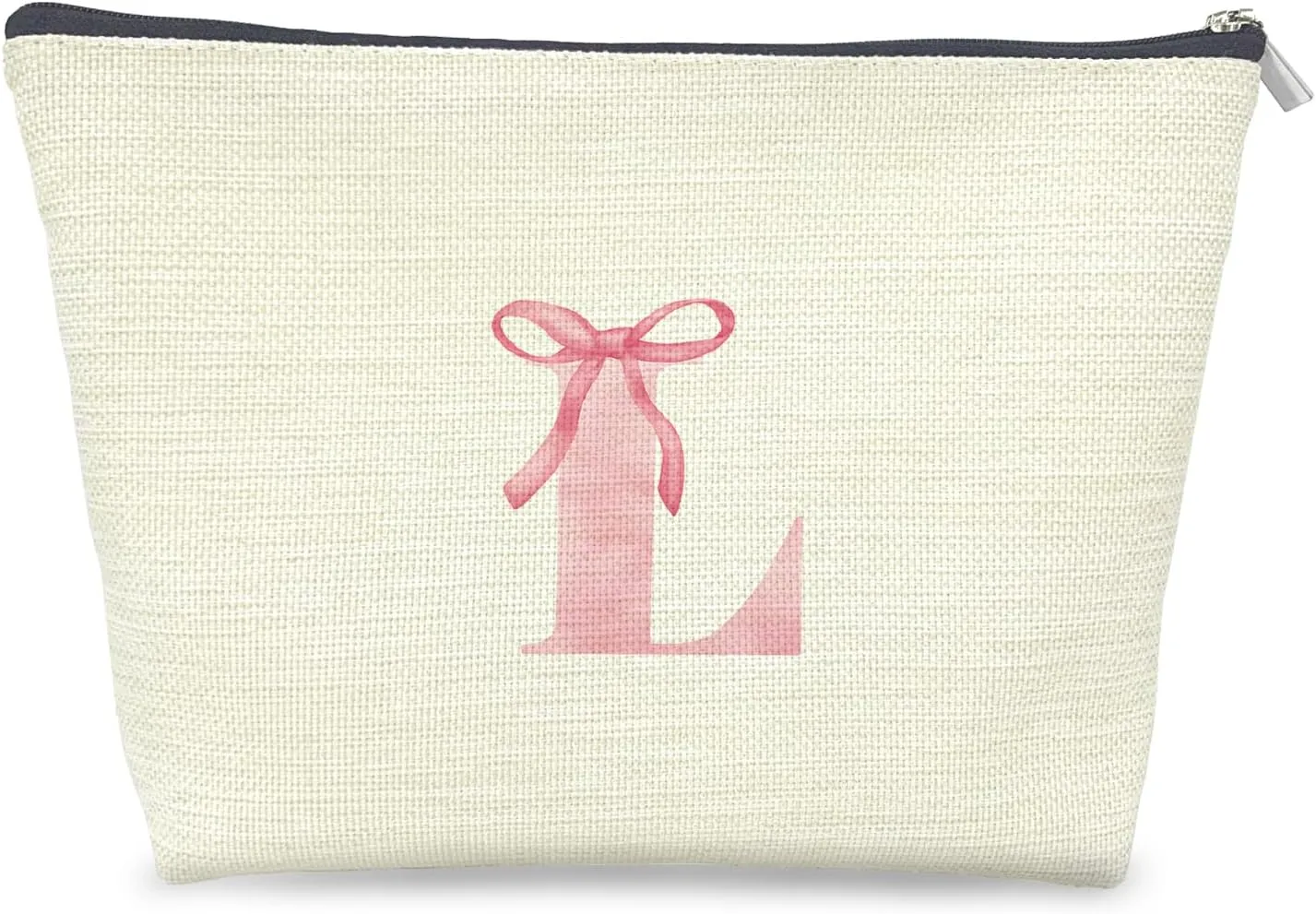 Initial Makeup Bag Letter L Monogram Makeup Bags for Women, Pink Bow Cosmetic Bag, Preppy Makeup Bag, Aesthetic Makeup Bag, Preppy Stuff, Coquette Stuff, Girly Makeup Bag, Pink Makeup Pouch