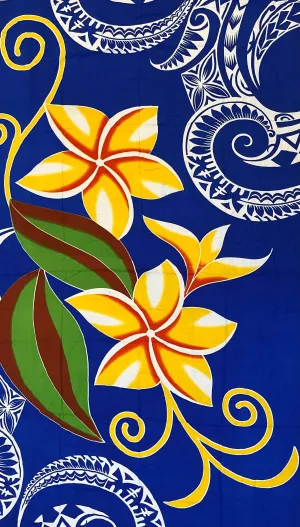 Ink Blue Ie Lavalava Women's Floral Sarong Beach Cover Up Size M Polyester