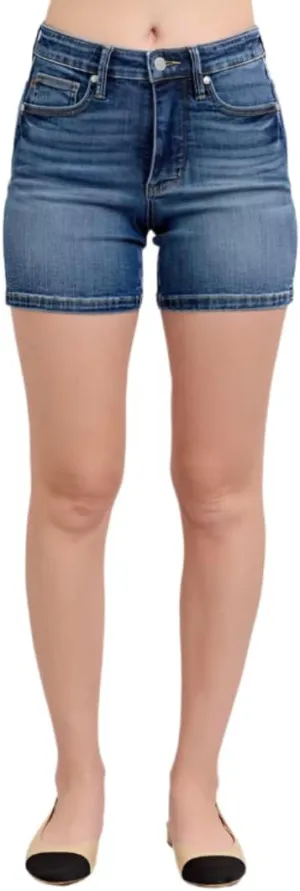 Judy Blue Mid Rise Tummy Control Denim Shorts