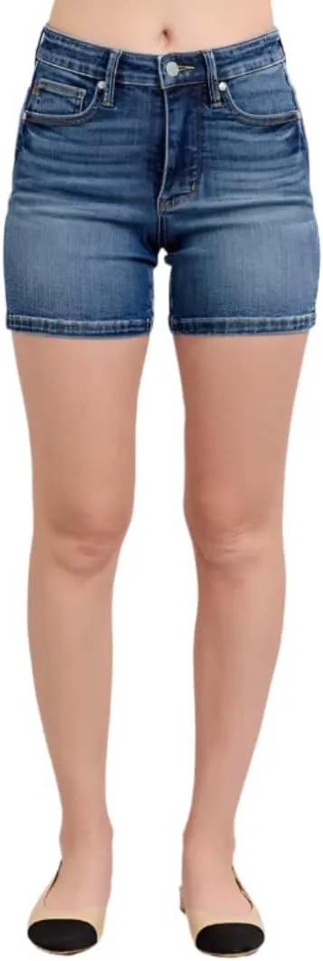 Judy Blue Mid Rise Tummy Control Denim Shorts