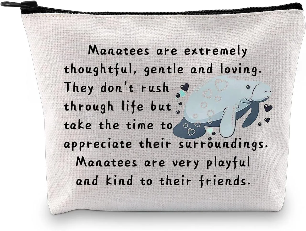 JXGZSO Funny Manatees Cosmetic Travel Bag Animal Lover Gift Manatees Are Extremely Thoughtful Gentle And Loving Makeup Brush Bag