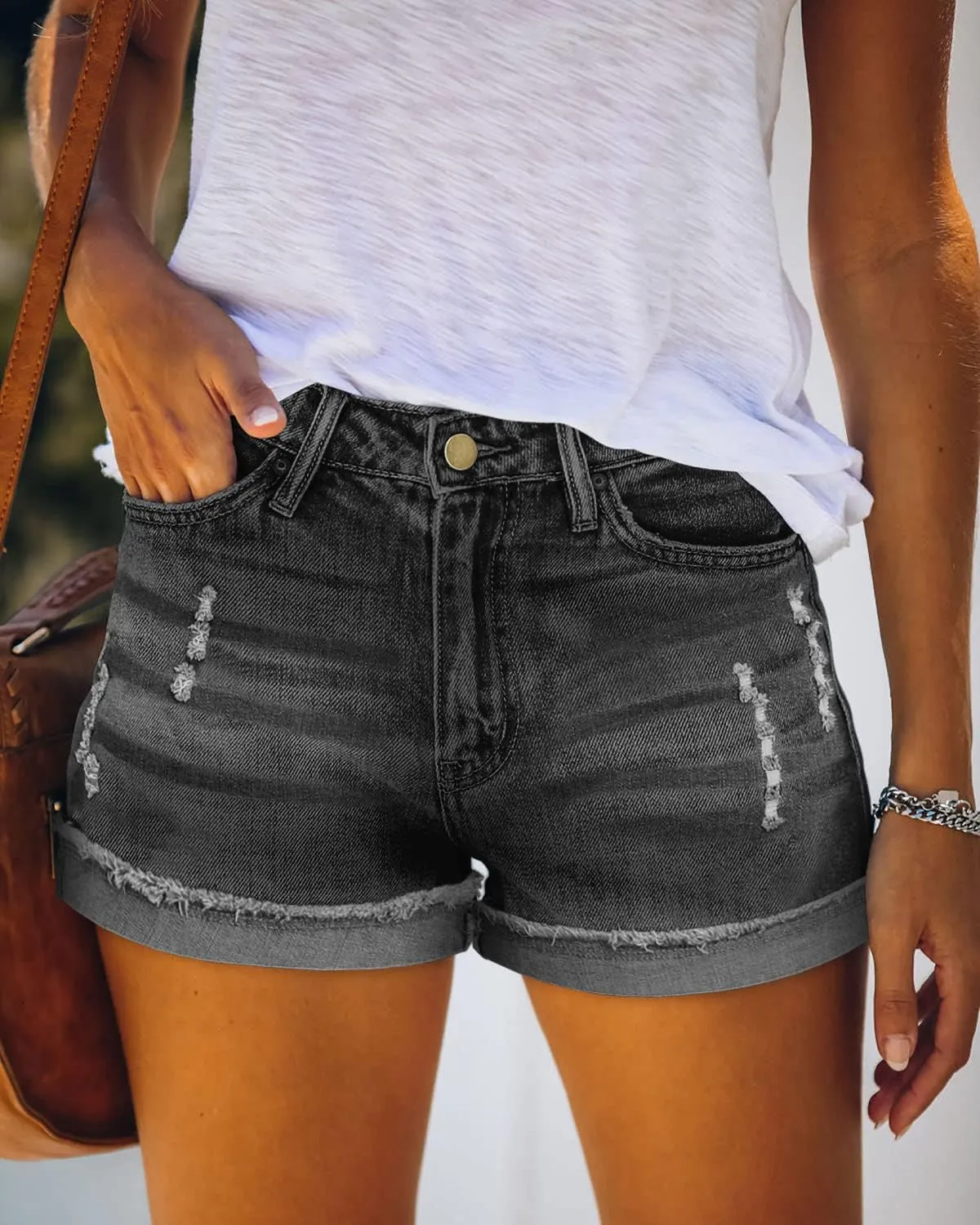 KISSMODA Women's Casual Denim Shorts Summer Jeans Stretchy Hot Short Pants