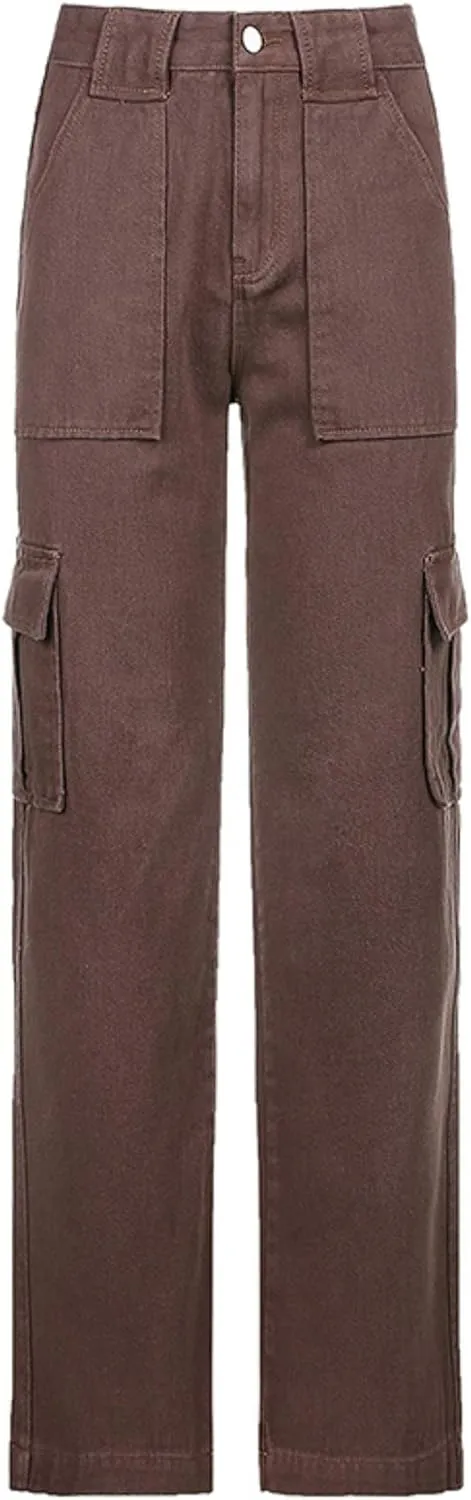 KMBANGI Women High Waist Baggy Jeans Wide Leg Straight Demin Cargo Pants Casual Loose Trousers Y2k Fashion Streetwear