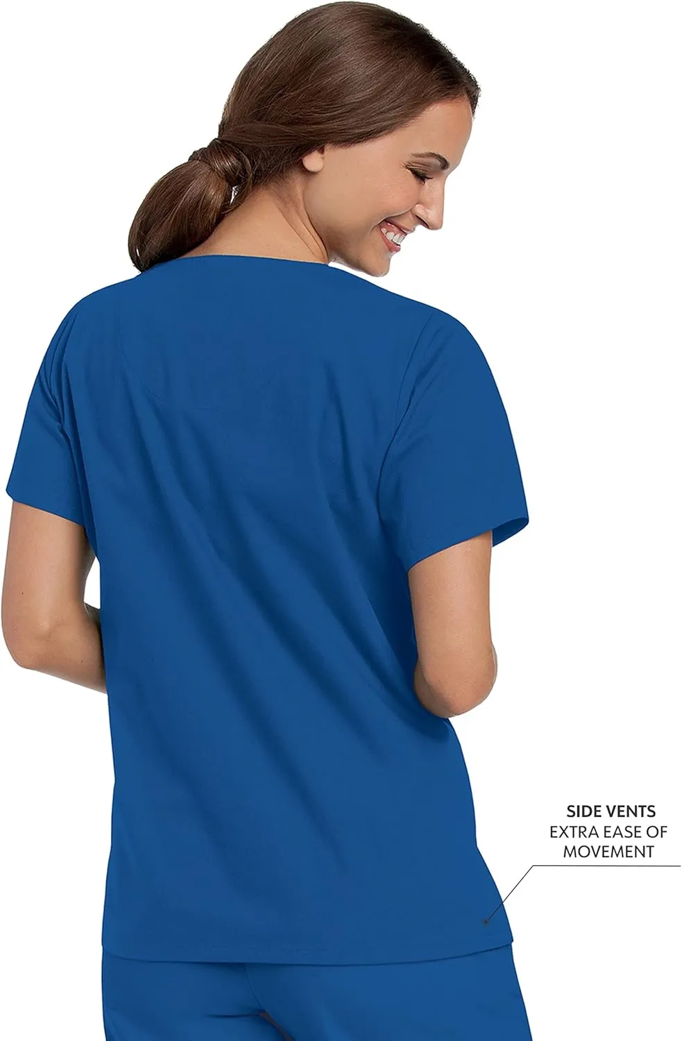 Landau Essentials Relaxed Fit 4-Pocket V-Neck Scrub Top for Women 8219