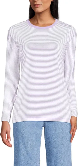 Lands' End Women's Relaxed American-Grown Supima Cotton Long Sleeve Crew Neck T-Shirt