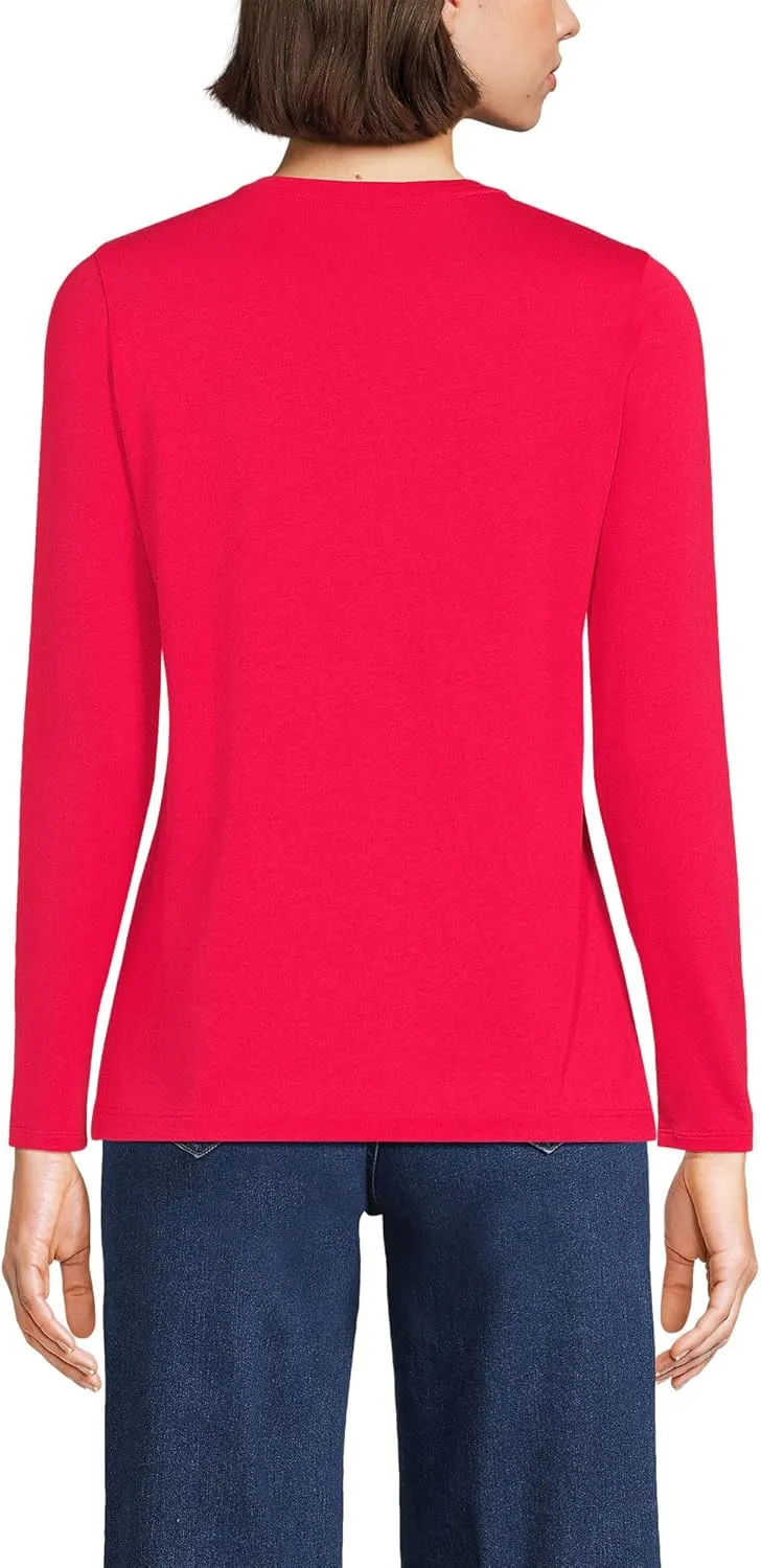 Lands' End Women's Relaxed American-Grown Supima Cotton Long Sleeve Crew Neck T-Shirt