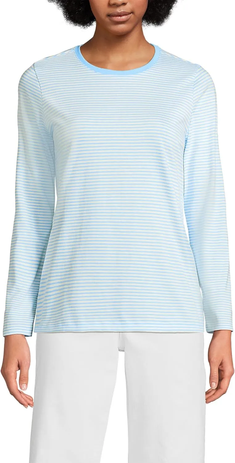 Lands' End Women's Relaxed American-Grown Supima Cotton Long Sleeve Crew Neck T-Shirt