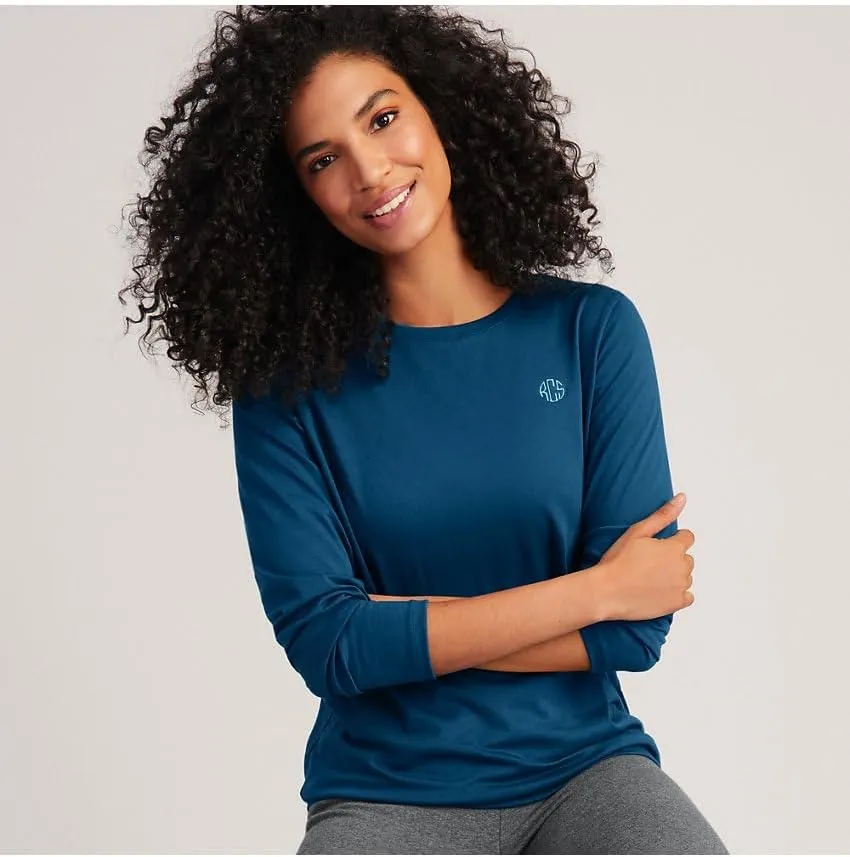 Lands' End Women's Relaxed American-Grown Supima Cotton Long Sleeve Crew Neck T-Shirt