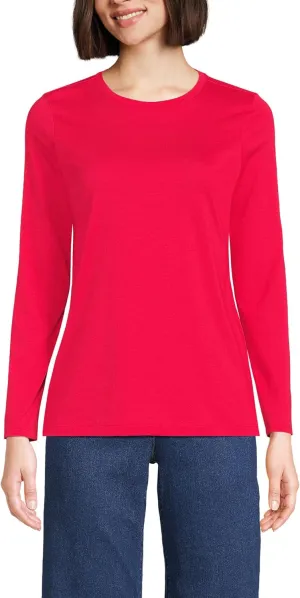 Lands' End Women's Relaxed American-Grown Supima Cotton Long Sleeve Crew Neck T-Shirt