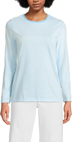 Lands' End Women's Relaxed American-Grown Supima Cotton Long Sleeve Crew Neck T-Shirt