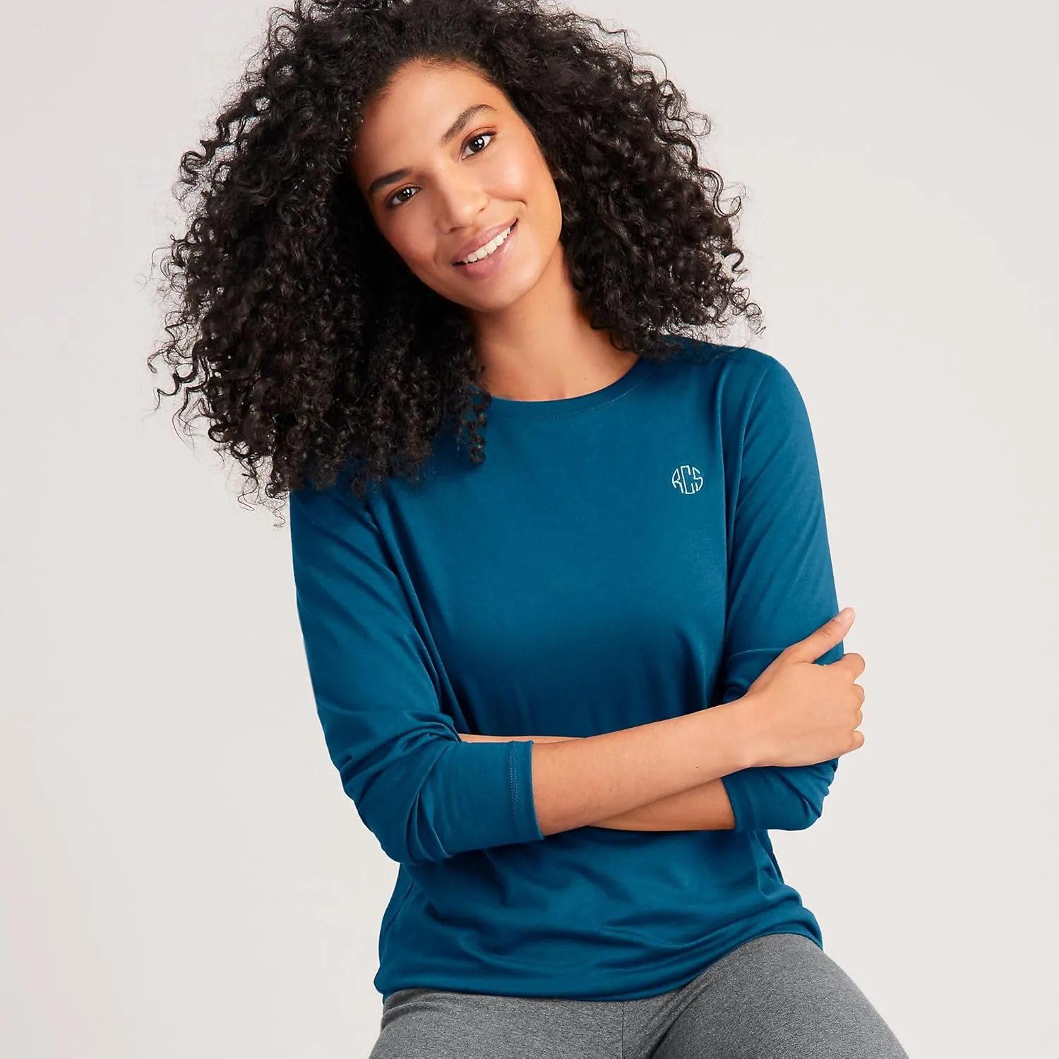 Lands' End Women's Relaxed American-Grown Supima Cotton Long Sleeve Crew Neck T-Shirt