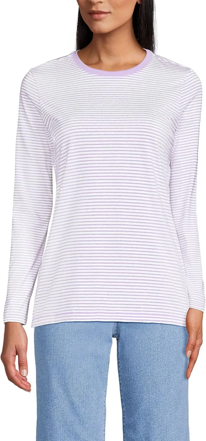 Lands' End Women's Relaxed American-Grown Supima Cotton Long Sleeve Crew Neck T-Shirt