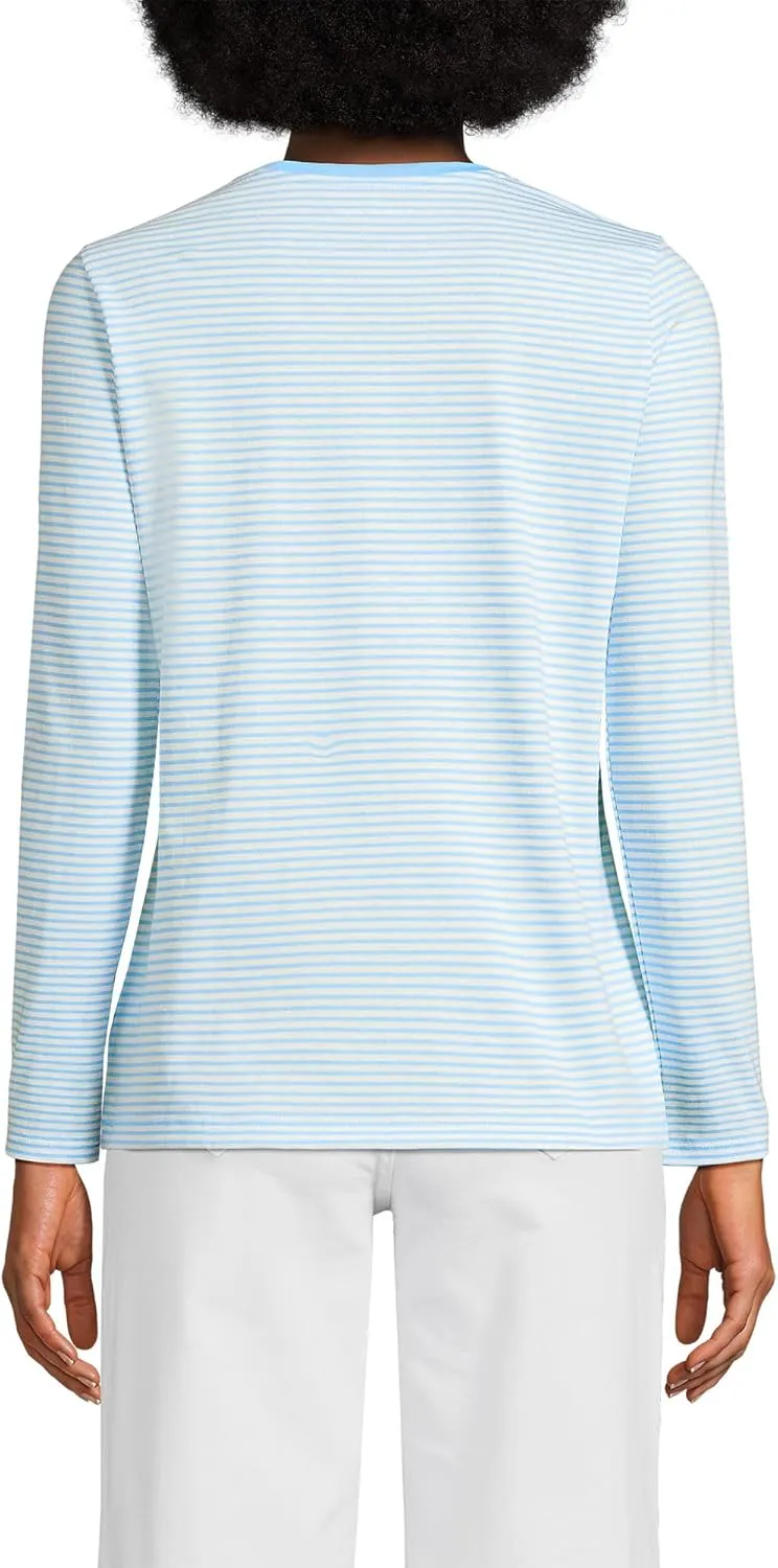 Lands' End Women's Relaxed American-Grown Supima Cotton Long Sleeve Crew Neck T-Shirt