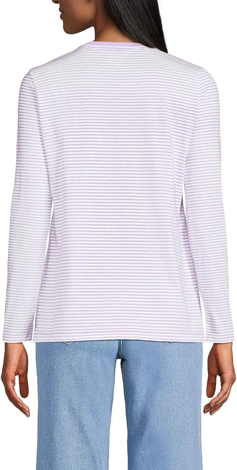Lands' End Women's Relaxed American-Grown Supima Cotton Long Sleeve Crew Neck T-Shirt