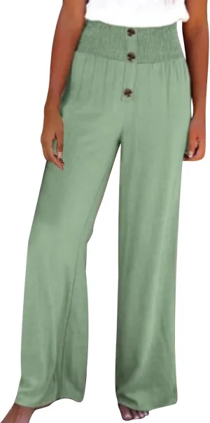 Lastesso Wide Leg Pants Woman Cotton Linen Summer Palazzo Pants Trendy High Waisted Palazzo Trousers Lightweight Boho Clothes