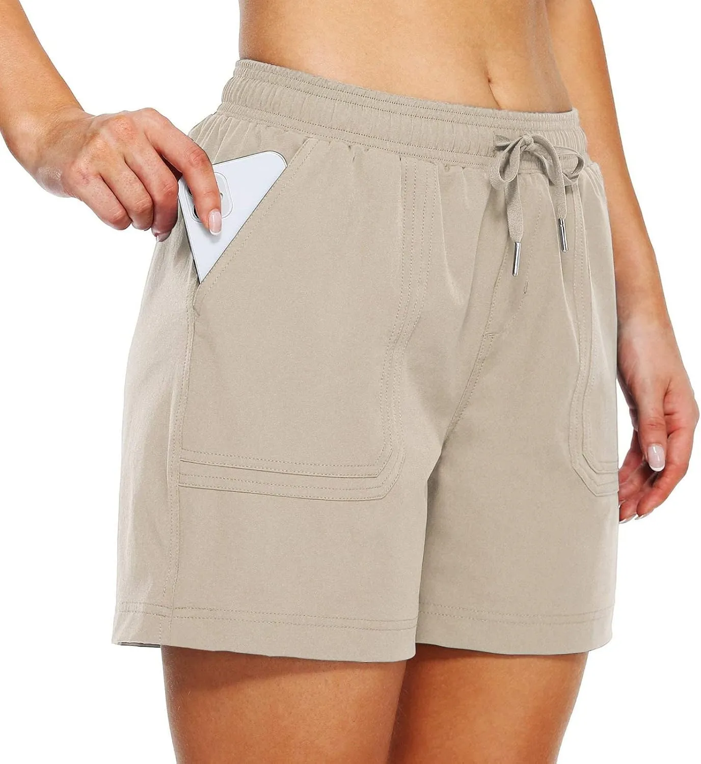 LCMTWX Khaki Women's Athletic Hiking Quick Shorts