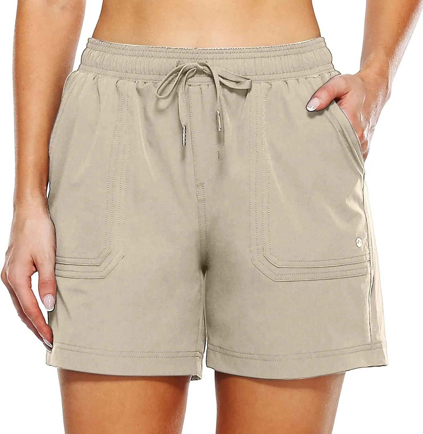 LCMTWX Khaki Women's Athletic Hiking Quick Shorts