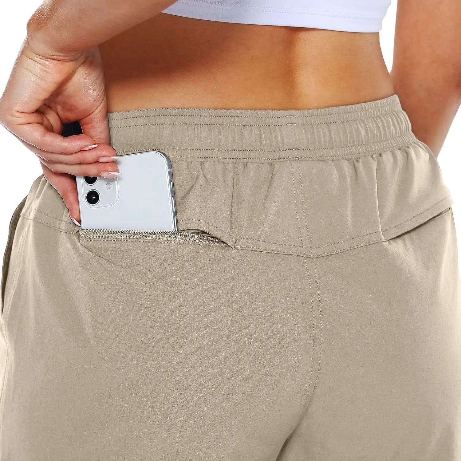 LCMTWX Khaki Women's Athletic Hiking Quick Shorts