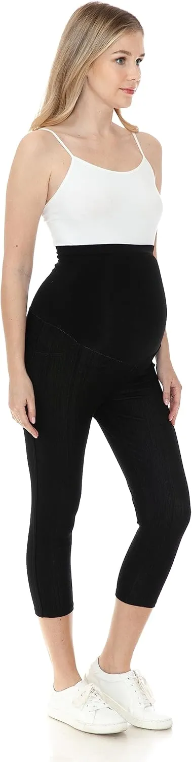 Leggings Depot Women's Maternity Jeans with Pockets Comfy Stretch Pregnancy Pants Denim Jeggings