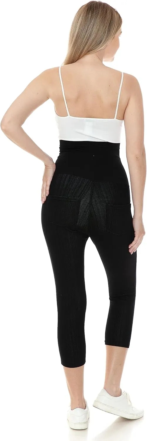 Leggings Depot Women's Maternity Jeans with Pockets Comfy Stretch Pregnancy Pants Denim Jeggings