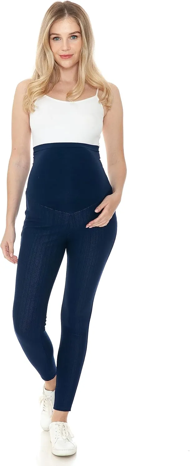 Leggings Depot Women's Maternity Jeans with Pockets Comfy Stretch Pregnancy Pants Denim Jeggings